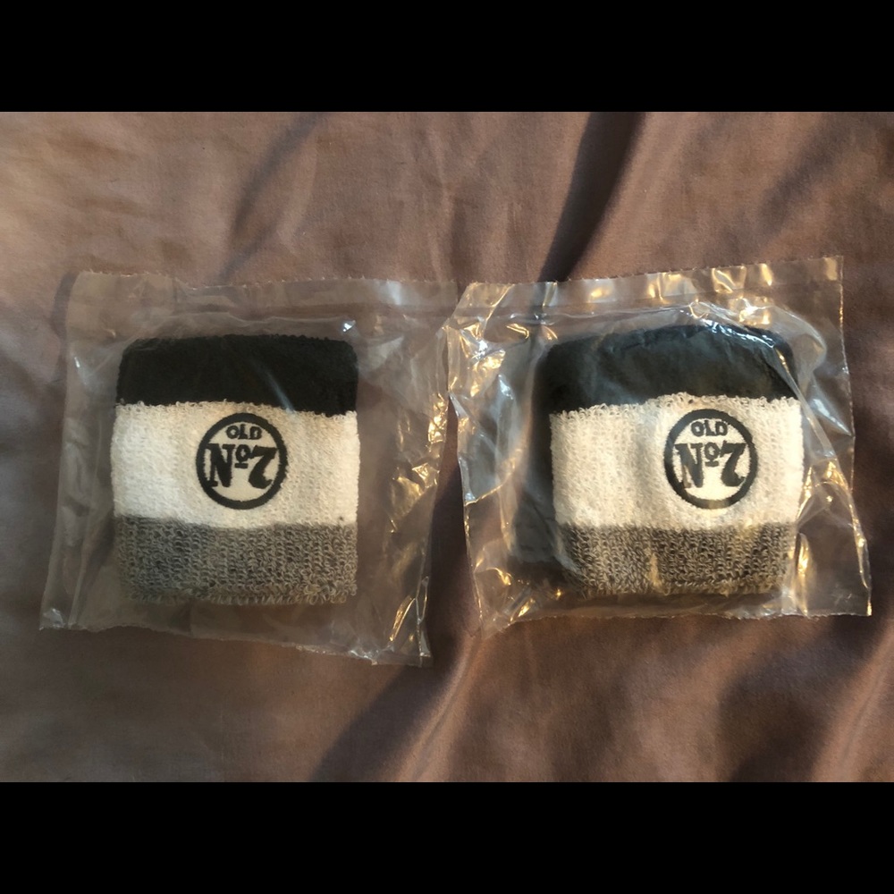 Jack Daniels branded sweat wristbands